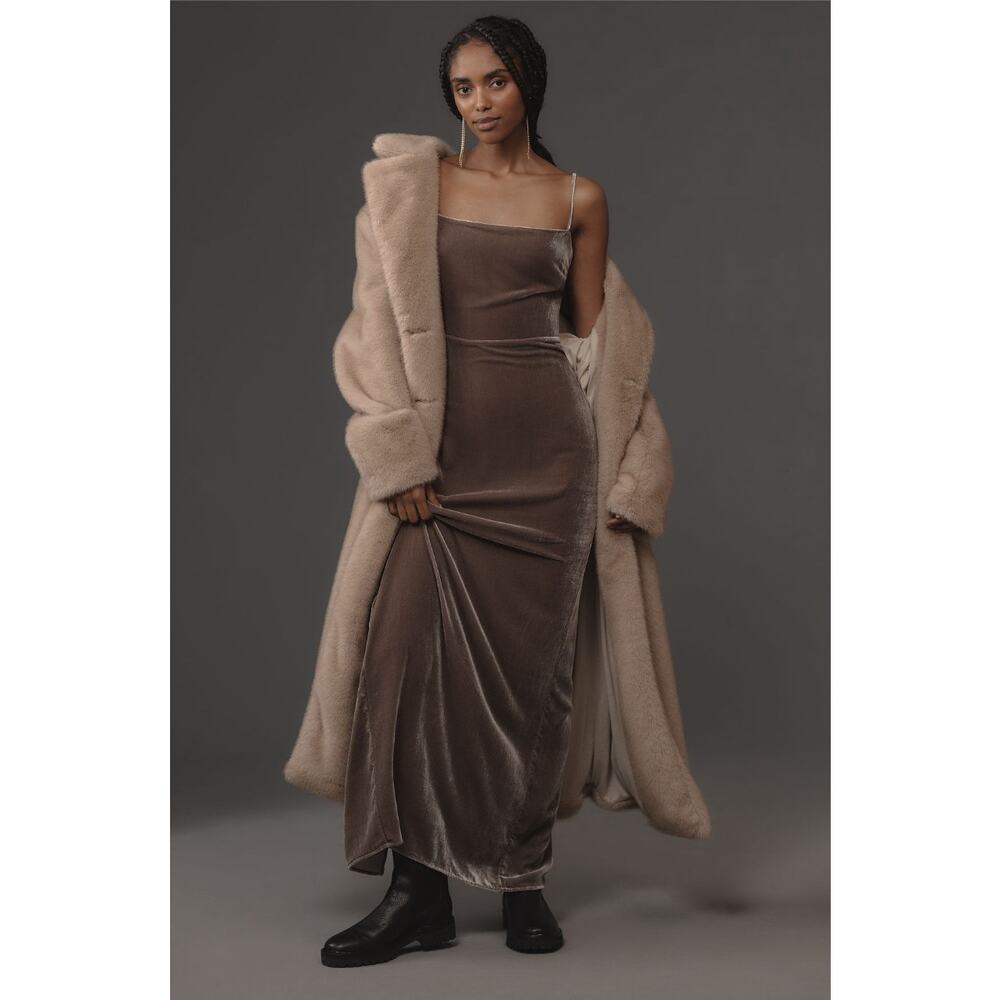 Reformation‎ Frankie Velvet Maxi Dress NWT Dark Gray Size 10